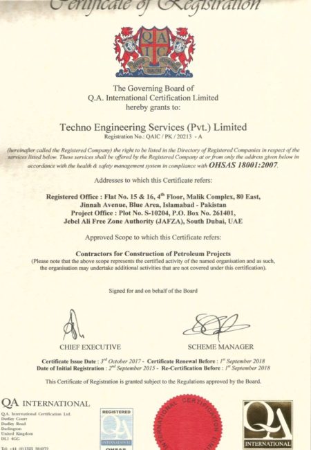 PK 20213 OHSAS Original Certificate TECHNO ENG EXP SEPT 2018 HSE